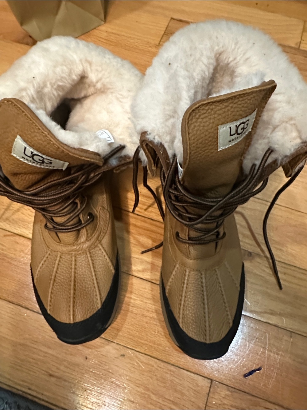 UGG Chestnut Shearling-Lined Lace-Up Winter Boots